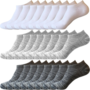 Chaussettes courtes blanches avec bout et talon gris, 100% coton respirant, chaussettes fines tricotées invisibles pour un usage quotidien décontracté, été, adultes - Product Image 4