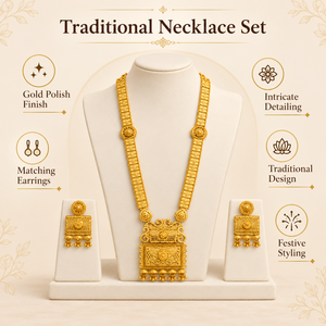 Conjunto de Collar Tradicional Indio Regal con Pendientes, Chapado en Oro de 24K, Cobre y Latón, Joyería Nupcial para Mujer, Venta al Por Mayor - Product Image 4