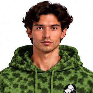 Sweat-shirt à capuche vert olive imprimé léopard, coupe oversize, avec cordon de serrage, poche kangourou, en polaire douce, style streetwear décontracté - Product Image 3