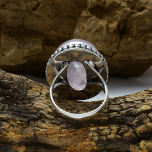 Rose Quartz <b>Silver</b> <b>Ring</b> <b>925</b> Sterling <b>Silver</b> Natural Oval Gemstone Bezel Setting <b>Ring</b> Romantic Gift for Women - Product Image 3