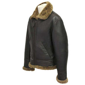 Men Genuine <b>Leather</b> Biker Jacket <b>With</b> <b>Fur</b> Collar And Cuffs Windproof Winter <b>Coat</b> Regular Fit Zipper Closure Solid Color - Product Image 4