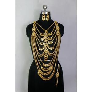 Indian Antique Jewelry <b>Gold</b> Plated Trendy Pure Brass Indian Bridal Wedding Wear Jewelry High Quality Necklace <b>Set</b> - Product Image 2