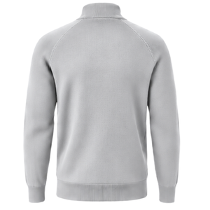 Cárdigan de punto sólido para hombre, cuello redondo con cremallera, manga larga, puños y dobladillo acanalados, gris claro, con bolsillos laterales, corte clásico - Product Image 2