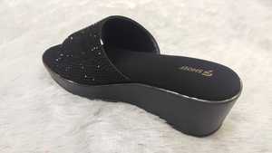 Women Black Rhinestone Wedge Sandals <b>Open</b> <b>Toe</b> Slip On Embellished <b>Platform</b> <b>Heels</b> Fashion Footwear for Party and Evening Wear - Product Image 3
