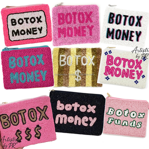 Funny Beaded <b>Coin</b> Pouch Handmade Seed Beads Embroidered Mini <b>Purse</b> Zipper Botox Money Quote Wholesale Fashion Chain Strap - Product Image 1