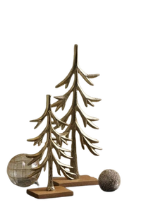 Brass Christmas Tree Candle Stand With Wooden Base Home Decoration Durable Metal <b>Ornament</b> - Product Image 1