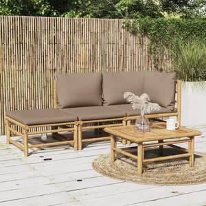 Conjunto Modular de Muebles de Jardín en Color Taupe Bambú, Solución Elegante y Cómoda para Reuniones al Aire Libre - Product Image 1