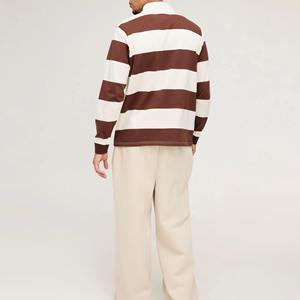 Maillot de rugby pour homme à manches longues, impression personnalisée du logo, rayures contrastées, respirant, séchage rapide, service OEM - Product Image 5