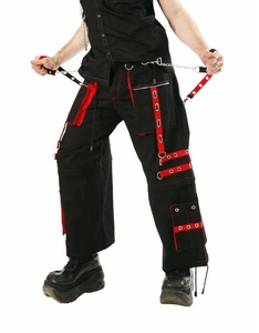 Pantalon Harem Style Punk pour Hommes Noir Rouge Multiples Poches Fermeture à Cordon Élastique 100% Coton Vêtement d'été Haute Qualité - Product Image 1