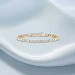 Lab Grown Diamond IGI Certified 9.68Ct Round Brilliant Cut 14KT/10KT <b>Gold</b> Lightweight Bracelet for Women's Wedding Best bracelet - Product Image 1
