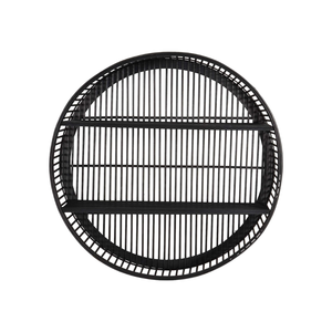 Stylish <b>Black</b> Frame Rattan Round <b>Shelf</b> Decorative Storage Organizer for Modern Home Interior Wall Decor Handwoven - Product Image 2