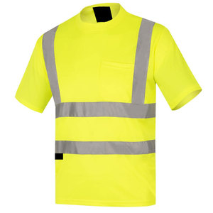 T-shirt de sécurité haute visibilité en polyester, personnalisable, avec bandes réfléchissantes, en matière légère et confortable – Fournisseur direct usine - Product Image 1