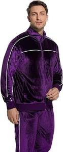Ensemble de survêtement en velours pour homme, 2 pièces, avec veste et pantalon zippés - Product Image 5