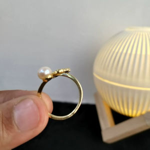 Anillo de Perlas Naturales de Agua Dulce con Diseño de Cisne, Anillo de Joyería de Moda, Anillo de Perlas Chapado en Oro, Venta al por Mayor - Product Image 3