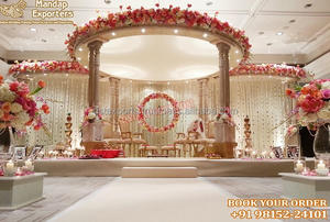 Mandap Redondo de FRP con Aspecto de Madera para Bodas, Diseño de Mandap Real, Mandap de FRP Tallado en Dorado para Bodas, EE. UU. - Product Image 3