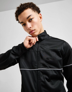 Conjunto Deportivo de Satén Negro para Hombre, Cuello Alto, Manga Larga, Color Sólido, Ropa de Otoño - Product Image 5
