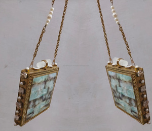 Nuevos bolsos de mano de moda vintage bohemios de RF Crafts, embragues de ágata de Metal con estilo para mujer - Product Image 5