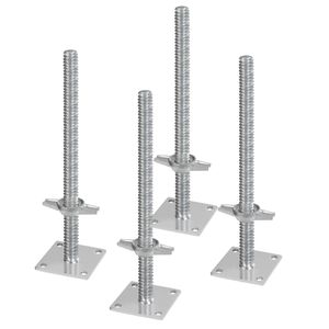 Piedini di Livellamento Regolabili (4 Pezzi) - Altezza Regolabile 46,2 cm - Capacità di Carico Totale 1500 kg - Componenti per Ponteggi e Scale - Product Image 1