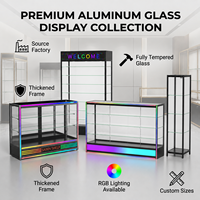 RGB Wasserfließende Licht-Glasvitrine Farbenfrohe Ausstellungsvitrine mit Gehärtetem Aluminiumlegierungsrahmen