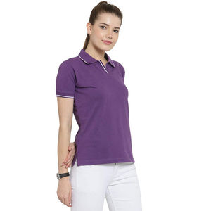 T-shirt Premium pour Femme en Coton Tricoté Doux et Hypoallergénique à Manches Courtes, Col Boutonné Côtelé, Brodé, Idéal pour un Style Décontracté - Product Image 3
