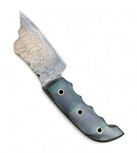 Couteau utilitaire à profil de hachoir, manche vert, en acier damas fait main, pièce de présentation exécutive - Product Image 5