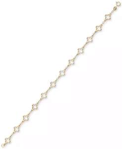Polished Openwork <b>Clover</b> Link Chain <b>Bracelet</b> in 10k Gold | Macy's - Product Image 3