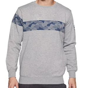 Sudadera de cuello redondo gris para hombre con estampado de camuflaje, corte regular, informal, de punto, de algodón, al precio más bajo. - Product Image 4