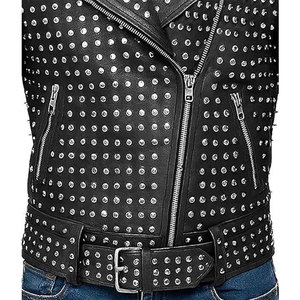 Long Spikes Rock <b>Punk</b> Gothic All Studded Motorcycle Genuine Faux Leather Handmade <b>Jacket</b> - Product Image 4
