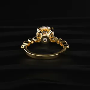 Anillo solitario de diamante de corte redondo con diamantes marquise y redondos, anillo de diamante único, anillo de diamante certificado por IGI, claridad VVS-VS - Product Image 4