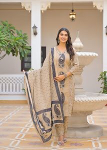 Premium 60x60 Cotton <b>Panel</b> Kurta Set with Original <b>Mirror</b> Work Ethnic Women Wear Designer Indian Outfit - Product Image 4