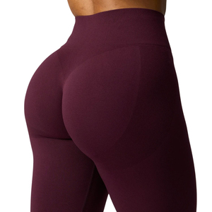 High Elastic Waist Solid Color Seamless Yoga Leggings Full Length <b>Women's</b> Fitness Pants Stretchy Spandex/Nylon Eco-Friendly - Product Image 4