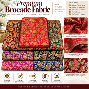 Tissu Brocart en Gros à Motifs Floraux Colorés, Textile Jacquard Tissé pour Vêtements Ethniques, Saris, Décoration Intérieure et Emballage Cadeau - Product Image 6