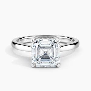 Anillo de compromiso solitario con halo oculto de oro blanco de 18k, diamante creado en laboratorio de 1.00 quilates, corte Asscher, color F, claridad VS1, para mujer. - Product Image 1