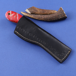 Couteau de chasse artisanal en acier Damas, modèle Bull Cutter, couteau à dépecer de type cowboy, à lame pleine, avec étui en cuir, support OEM - Vente chaude - Product Image 5