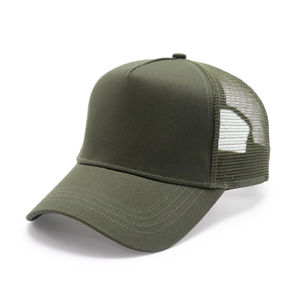 หมวกแก๊ปตาข่ายสีเขียวเข้มด้านหน้า ด้านหลังแบบ Trucker ปีกโค้ง ปรับขนาดได้ สกรีนโลโก้ได้ตามต้องการ ขายส่ง ผู้ผลิตในสหรัฐอเมริกา สหราชอาณาจักร และสหภาพยุโรป - Product Image 1