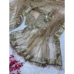 Designer Party Wear Saree avec broderie de séquence travail robes de bal élégantes - Product Image 5