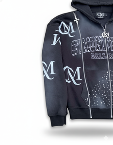 Sudadera con capucha para hombre, estilo urbano, con hombros caídos, vintage, 100% algodón, lavado ácido, con pedrería, en varios colores, con logotipo personalizado. - Product Image 6