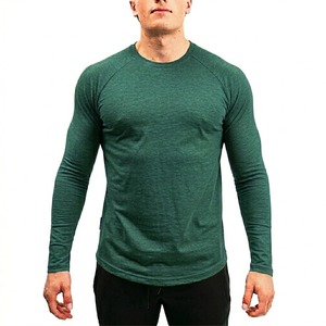 Camiseta de Algodón para Hombre al por Mayor, Camiseta Personalizada con Cuello Redondo, Camiseta Blanca de Manga Larga para Hombre - Product Image 4