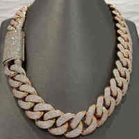 Collier AMBER JEWELS Large Maille Miami Plaqué Argent Moissanite Certifiée IGI Taille Brillant Style Hip Hop Chaîne de Luxe Tendance