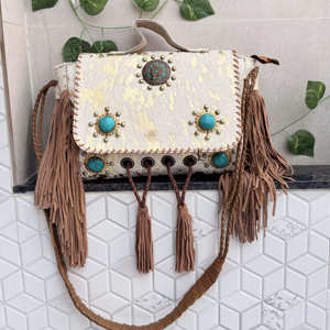 Sacs à main en cuir de fourrure métallique sac à provisions sacs décontractés cheveux sur fourrure cuir frange sac à main bohème femmes utilisation Offre Spéciale sac à main - Product Image 1