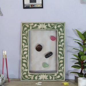 Cadre photo décoratif en mosaïque, présentoir de table, cadeau de mariage pour la maison ou le bureau, cadre photo géométrique de luxe fait main avec incrustation d'os - Product Image 5