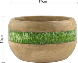 Vintage Varnish Acacia Wood <b>Salad</b> <b>Bowl</b> Dishes <b>Wooden</b> Carved Serving <b>Bowl</b> Large Resin Epoxy and Wood <b>Bowl</b> By FWE - Product Image 3