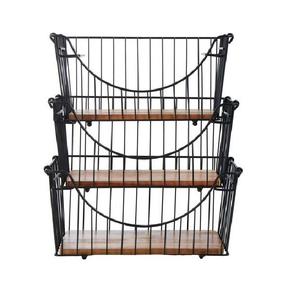 Space Saving <b>Metal</b> <b>Basket</b> Stand for Kitchen Storage Wire <b>Baskets</b> Use Home Hotel - Product Image 1