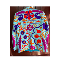 Blazer con estampado floral colorido para mujer, chaqueta de primavera con cuello vuelto, manga larga, ropa exterior de poliéster