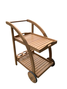 Wood <b>Serving</b> Tray Cart with Wheels Slatted Tea Table Drink <b>Trolley</b> for Dining Hotel Apartment - Product Image 1