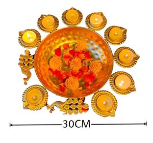 Cuenco Urli de Latón con Diseño de Pavo Real, Hecho a Mano, para Decoración de Puja, Uso en Interiores, Flotante en Agua, Precio de Fábrica - Product Image 3