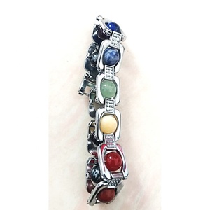 Wholesale Natural Crystal 7 <b>Chakra</b> Bead Metal <b>Bracelet</b> Figurine Mascot Pattern Feng Shui Style Unisex Business Gift <b>Bracelets</b> - Product Image 4