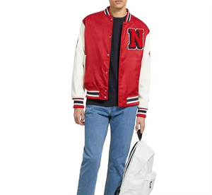 2026 Good Quality Dark <b>Red</b> Color Letterman Varsity <b>Jackets</b> Professional Made Outerwear Stand Collar XL Size Varsity Men's <b>Jacket</b> - Product Image 5