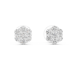 Round Diamond Cluster Flower Stud Earrings in Solid Gold or Sterling Silver Elegant Multi Stone Gemstone Jewelry for Women - Product Image 5