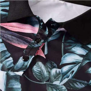 Men's Floral Print Short Sleeve Polo Shirt Breathable Casual Woven <b>Top</b> - Product Image 6
